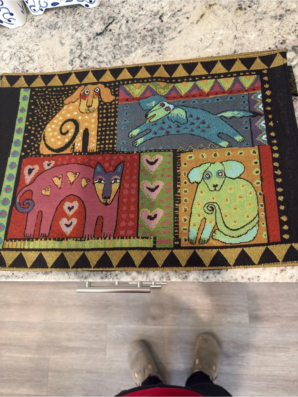 Laurel Burch Lot of 2 18 X13 Tapestry Table Placemats Polyester Cotton Animals
